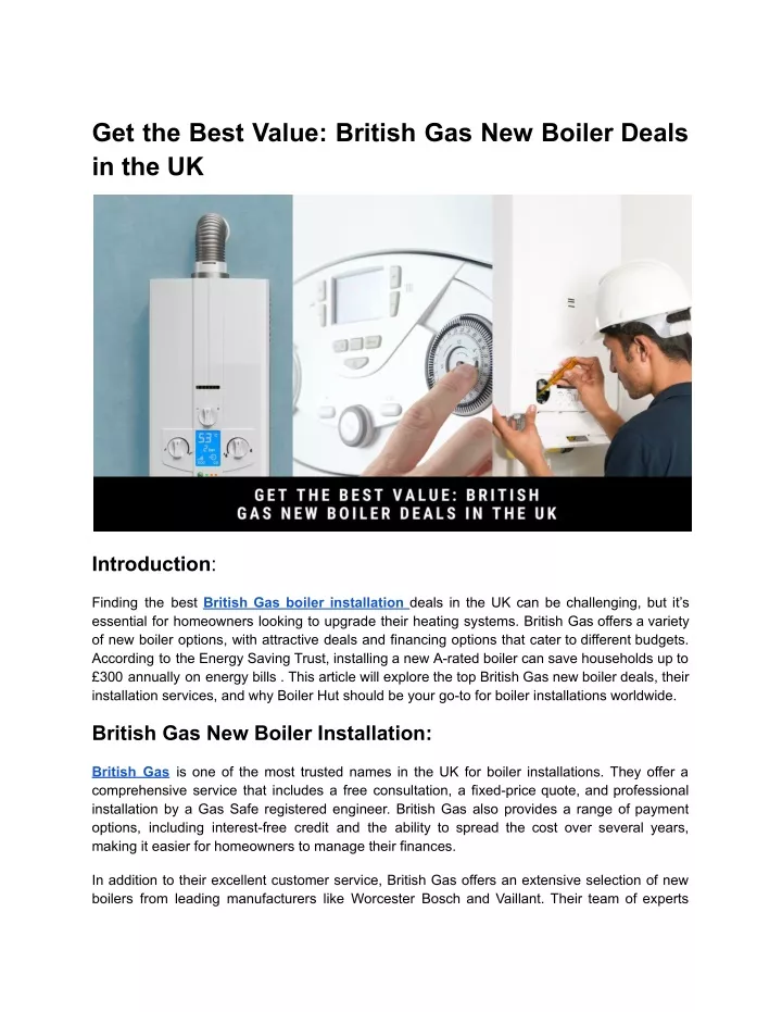 get the best value british gas new boiler deals