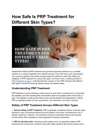 How Safe Is PRP Treatment for Different Skin Types_