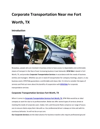 Corporate Transportation Near me Fort Worth