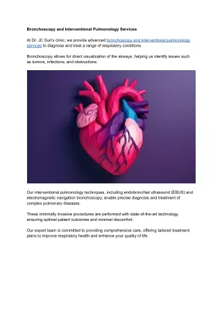 Bronchoscopy and Interventional Pulmonology Services
