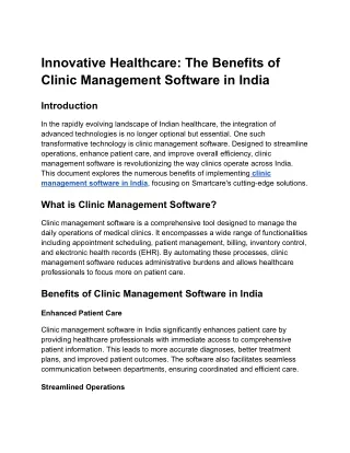 Innovative Healthcare: The Benefits of Clinic Management Software in India