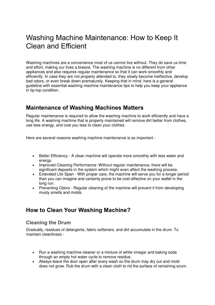 washing machine maintenance how to keep it clean