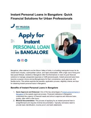 _Personal Loans in Bangalore