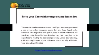 Solve your Case with orange county lemon law