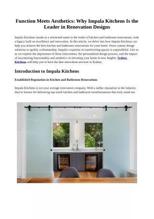 Function Meets Aesthetics: Why Impala Kitchens Is the Leader in Renovation Designs