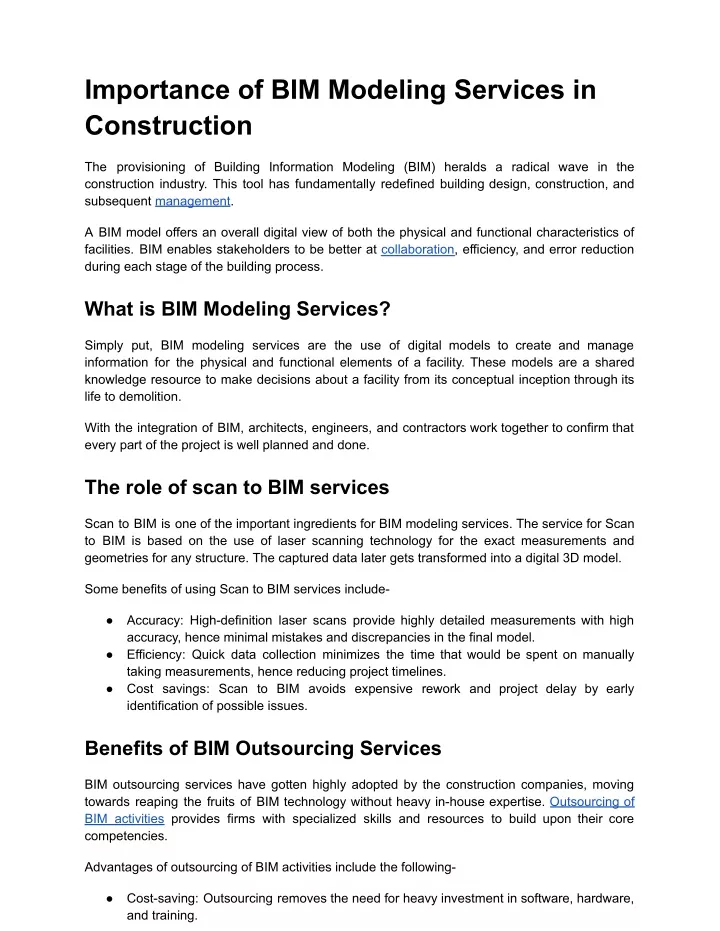 importance of bim modeling services