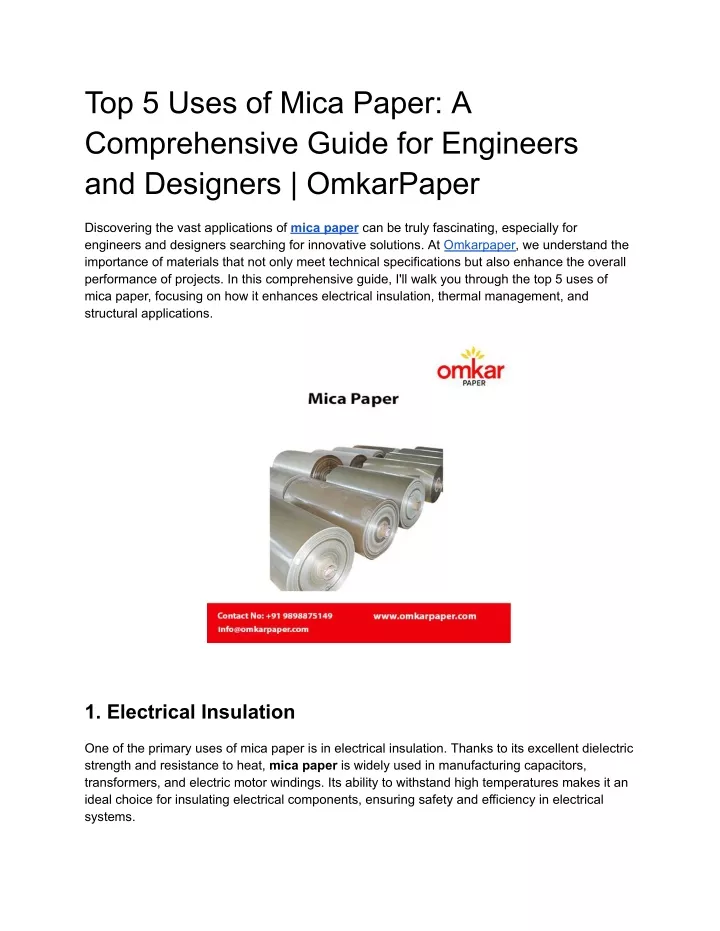 top 5 uses of mica paper a comprehensive guide