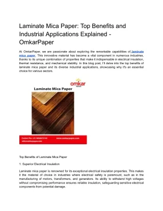 Laminate Mica Paper_ Top Benefits and Industrial Applications Explained - OmkarPaper