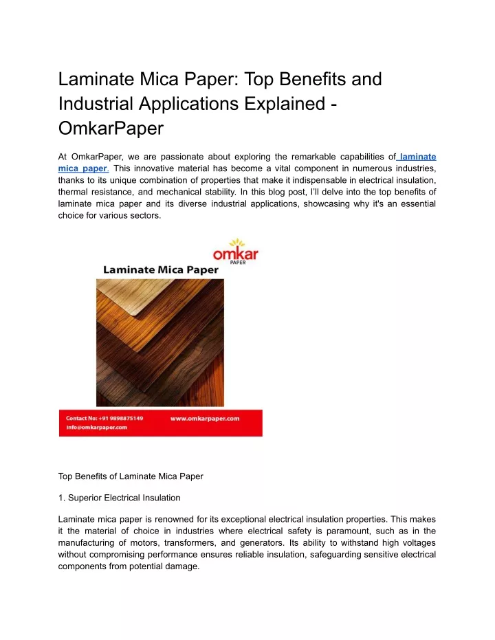 laminate mica paper top benefits and industrial