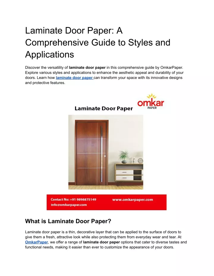 laminate door paper a comprehensive guide