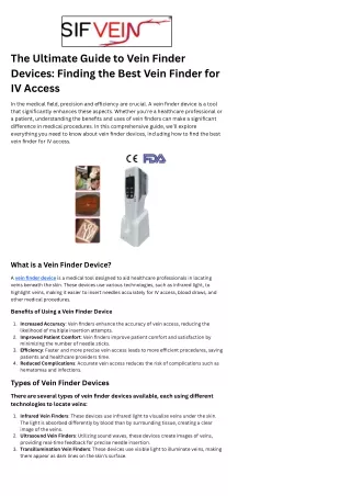 vein finder for iv access