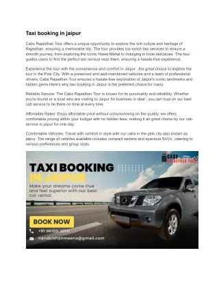 Taxi Booking In Jaipur