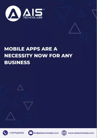 Mobile Apps Are A Necessity Now For Any Business