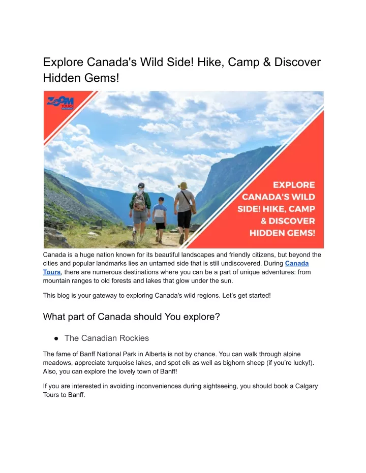 explore canada s wild side hike camp discover