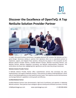 Discover the Excellence of OpenTeQ: A Top NetSuite Solution Provider Partner