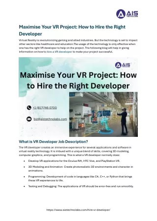 maximise your vr project how to hire the right