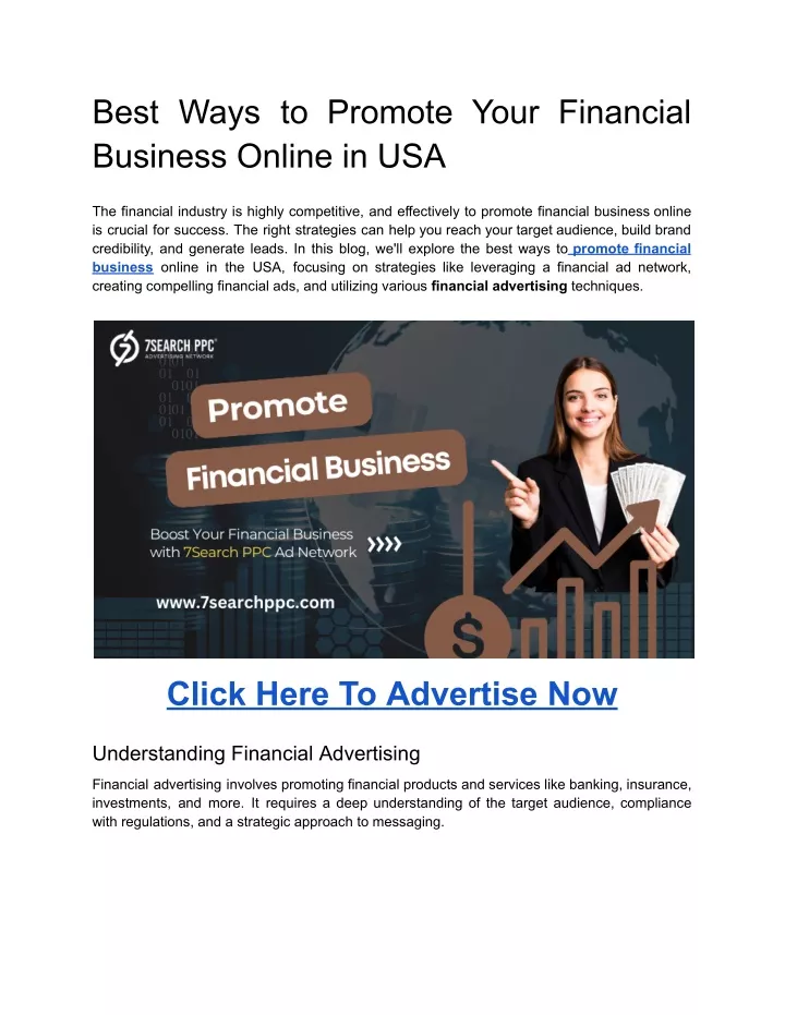 best ways to promote your financial business