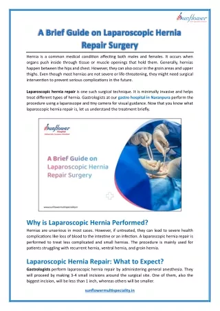 A Brief Guide on Laparoscopic Hernia Repair Surgery