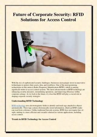 Future of Corporate Security RFID Solutions for Access Control