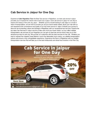 Cab Service in Jaipur for One Day