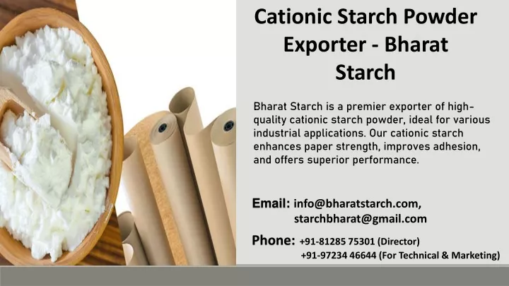 cationic starch powder exporter bharat starch