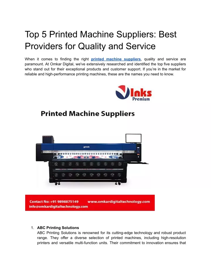 top 5 printed machine suppliers best providers