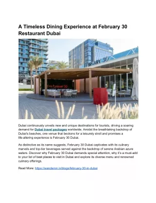 February 30 Dubai: A Top Culinary Add-On To Your Dubai Trip!