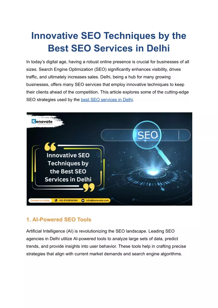 innovative seo techniques by the best