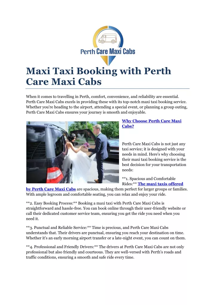 maxi taxi booking with perth care maxi cabs