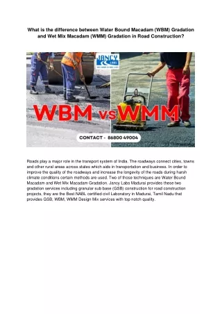 Difference between WBM and WMM gradation in construction