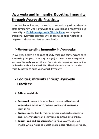 Ayurveda and Immunity