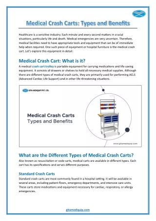 Medical Crash Carts - Types and Benefits