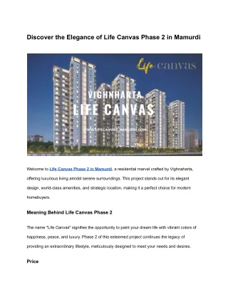 Discover the Elegance of Life Canvas Phase 2 in Mamurdi