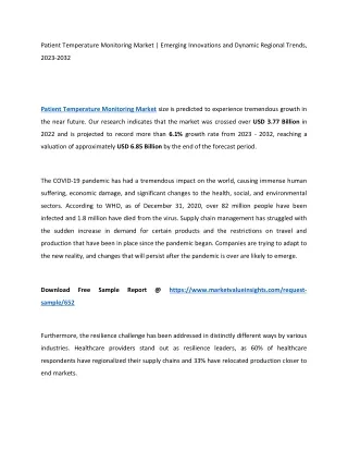 Patient Temperature Monitoring Market 2023 | Regional Forecasts for 2032