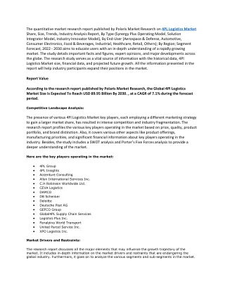 4Pl Logistics Market