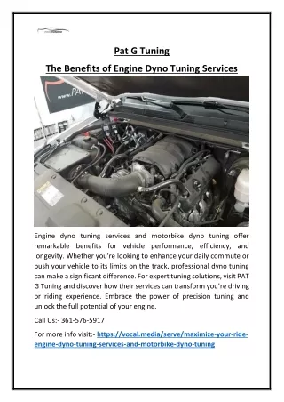Engine Dyno Tuning Services Boost Power and Performance