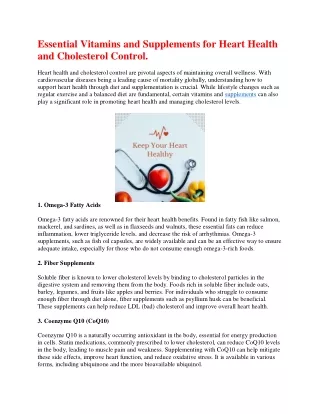 essential vitamins and supplements for heart