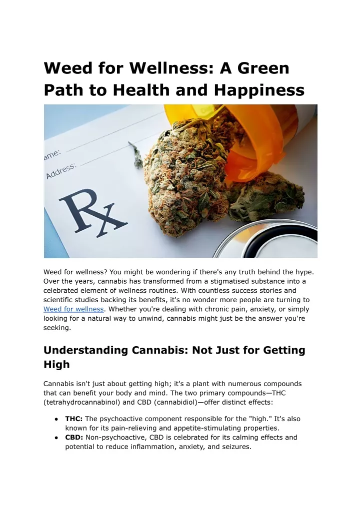 weed for wellness a green path to health