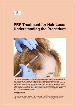 prp treatment for hair loss understanding
