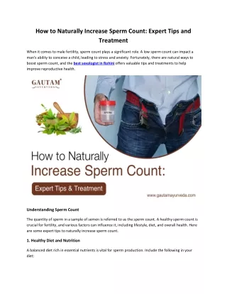 How to Naturally Increase Sperm Count