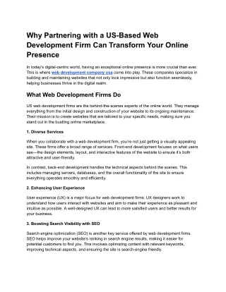 why partnering with a us based web development