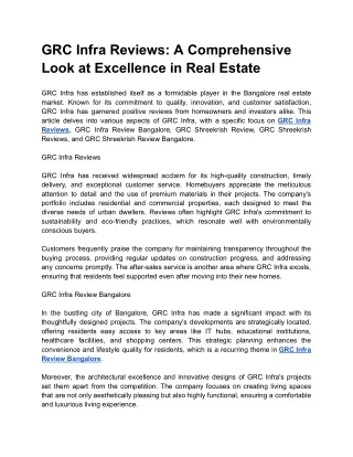 GRC Infra Reviews_ A Comprehensive Look at Excellence in Real Estate