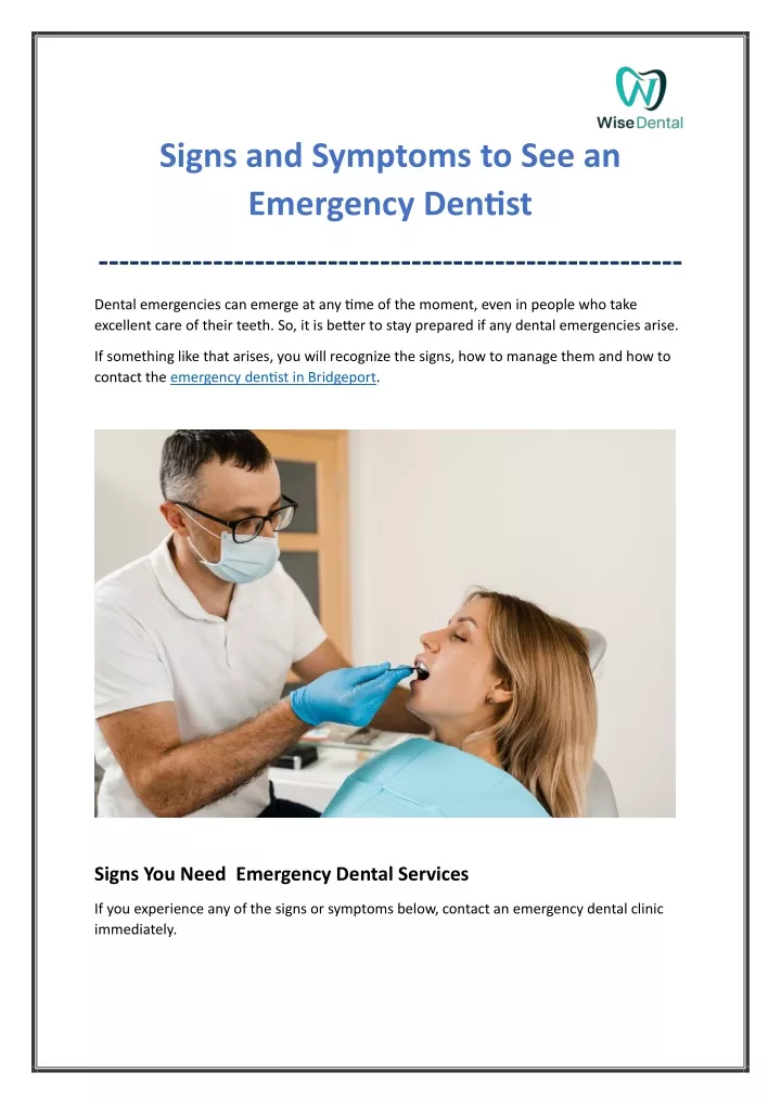 signs and symptoms to see an emergency dentist