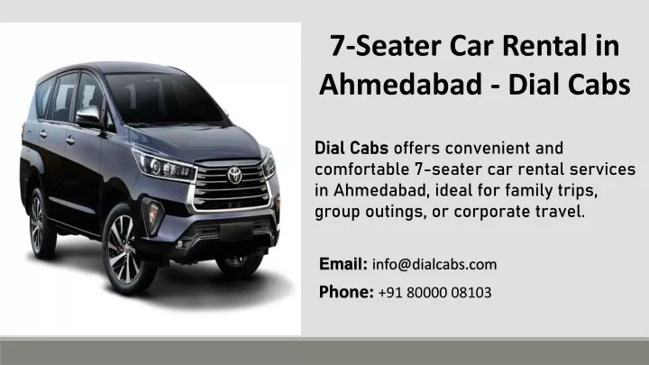 7 seater car rental in ahmedabad dial cabs