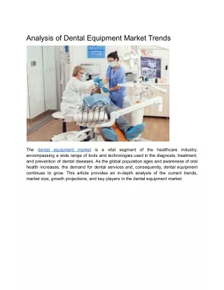 Analysis of Dental Equipment Market Trends