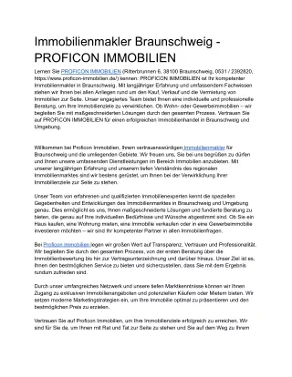 Immobilienmakler Braunschweig - PROFICON IMMOBILIEN