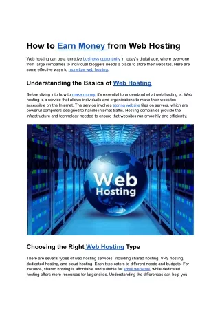 How to Earn Money from Web Hosting