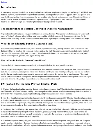 Delicious and Nutritious: The Diabetic Portion Control Plate