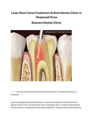 Laser Root Canal Treatment at best dental clinic in Pune Swaram Dental Clinic