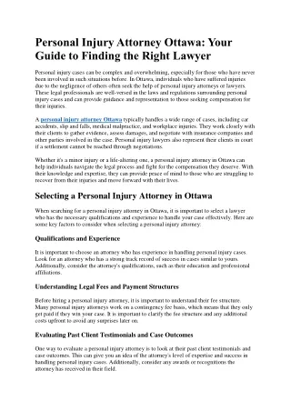 Personal Injury Attorney Ottawa Your Guide to Finding the Right Lawyer
